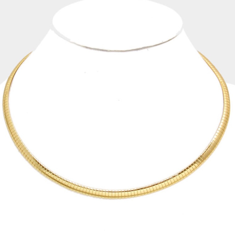 Gold tone omega choker necklace 18 inches